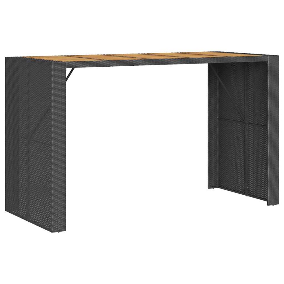 Set mobilier bar de grădină cu perne, 5 piese, negru, poliratan - 3 | YEO