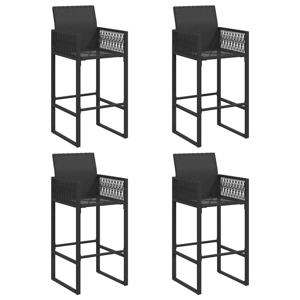 Set mobilier bar de grădină fără perne 5 piese negru poliratan - 3 | YEO