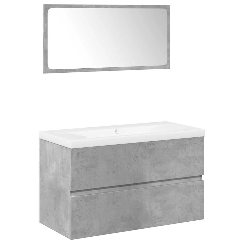 Set mobilier de baie, 3 piese, gri beton, lemn compozit - 1 | YEO