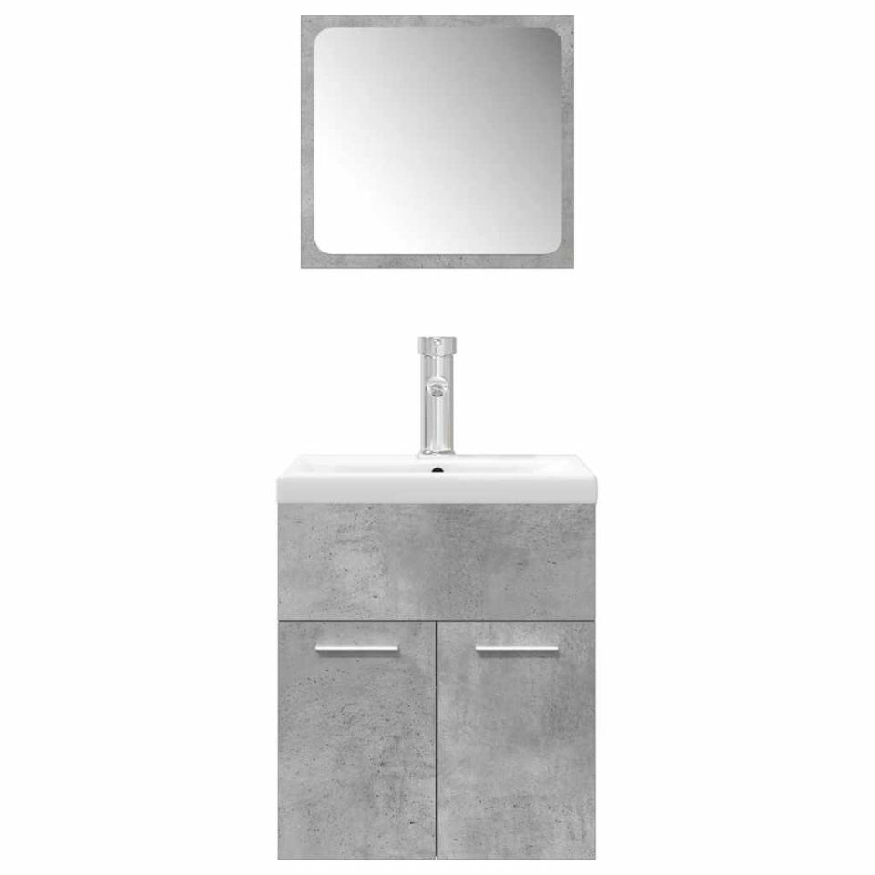 Set mobilier de baie, 3 piese, gri beton, lemn compozit - 3 | YEO