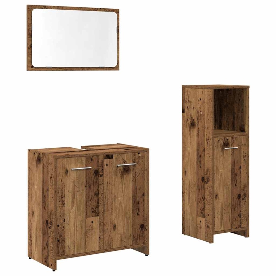 Set mobilier de baie, 3 piese, lemn vechi, lemn prelucrat - 1 | YEO