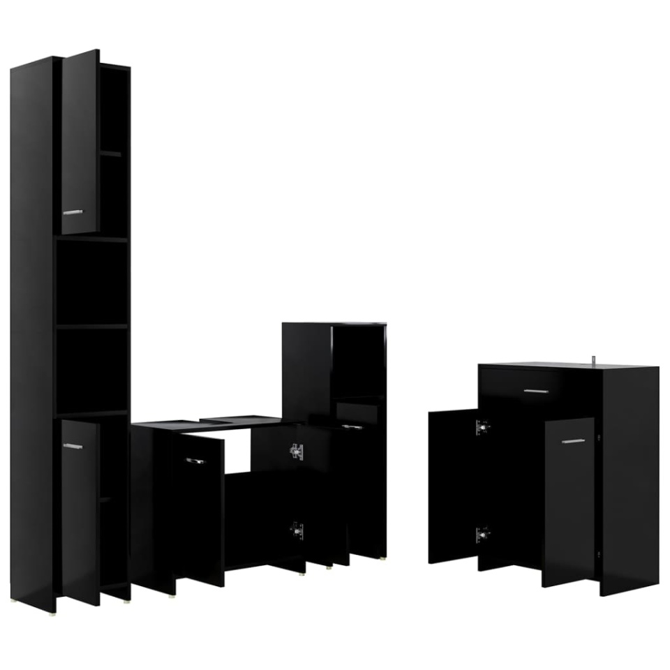 Set mobilier de baie, 4 piese, negru - 2 | YEO