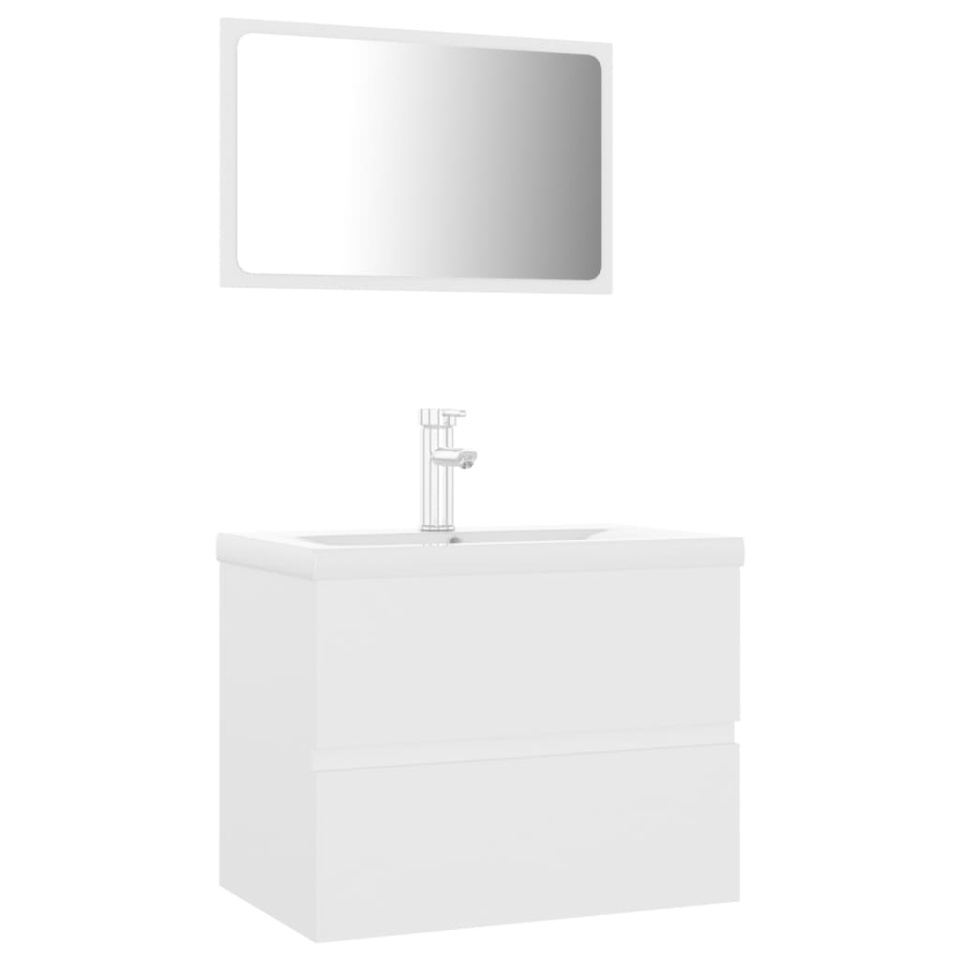 Set mobilier de baie, alb, lemn prelucrat - 1 | YEO