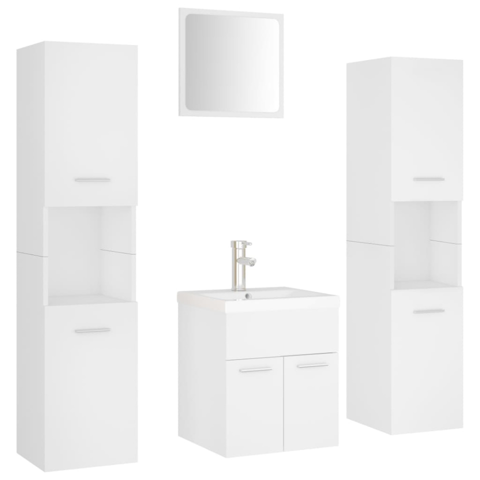Set mobilier de baie, alb, lemn prelucrat - 1 | YEO