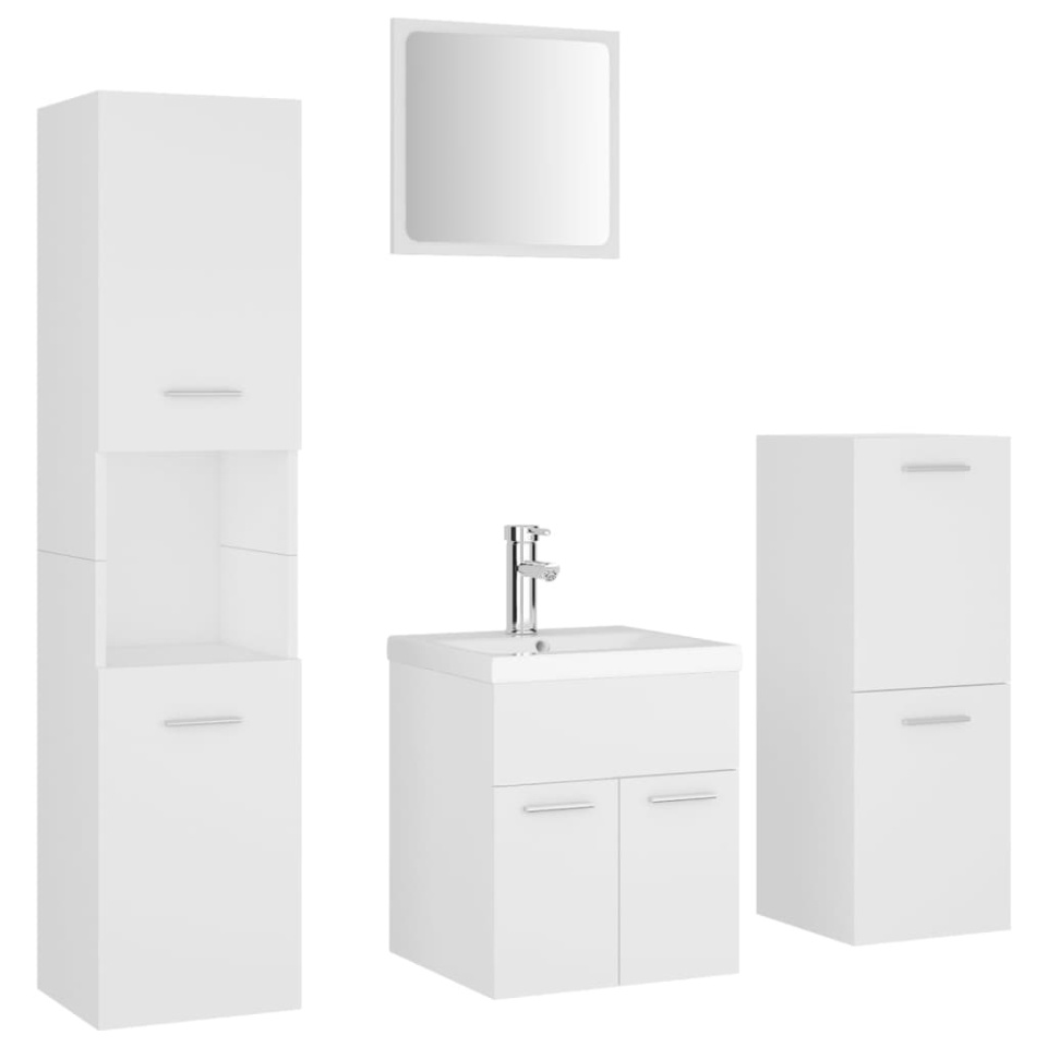 Set mobilier de baie, alb, lemn prelucrat - 1 | YEO