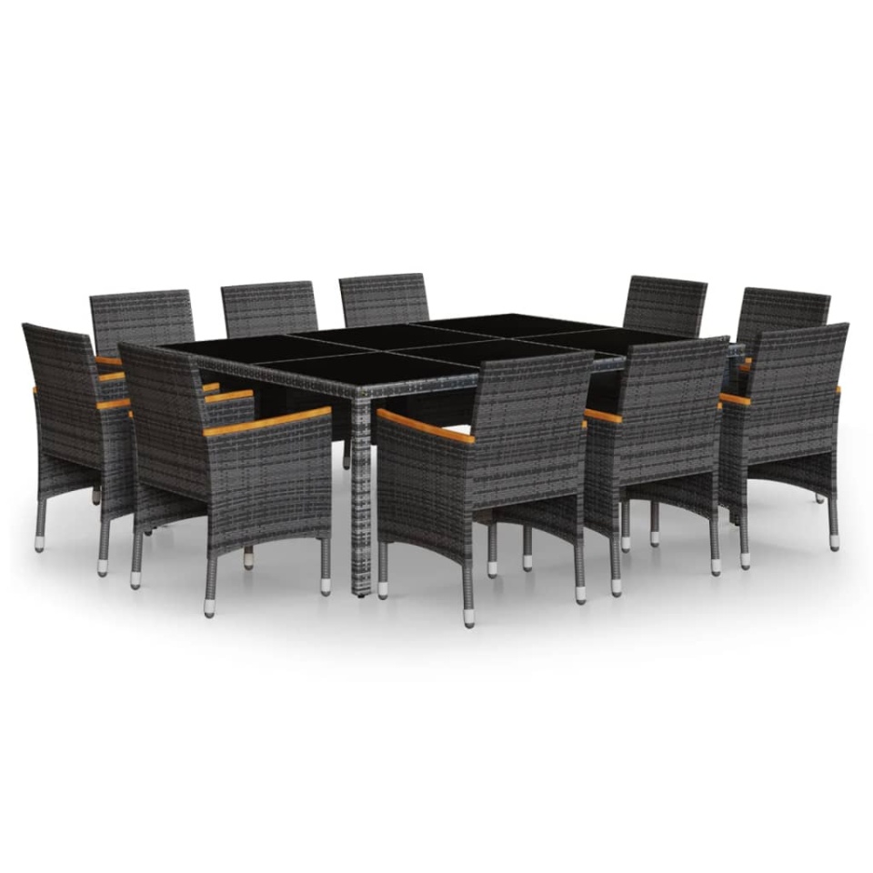 Set mobilier de grădină, 11 piese, gri, poliratan - 1 | YEO