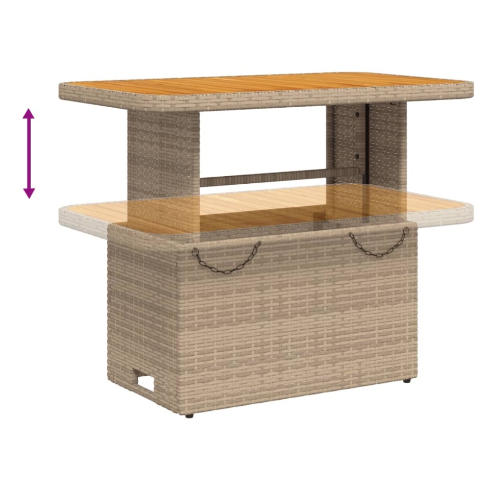 Set mobilier de grădină, 2 piese, cu perne, bej, poliratan - 3 | YEO
