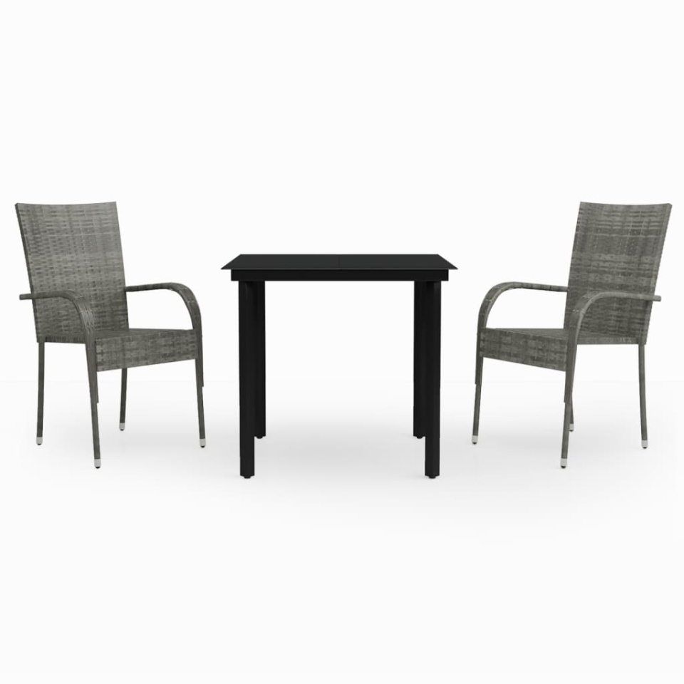 Set mobilier de grădină, 3 piese, gri și negru - 1 | YEO