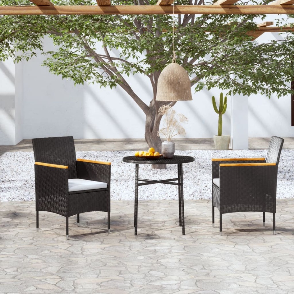 Set mobilier de grădină, 3 piese, poliratan