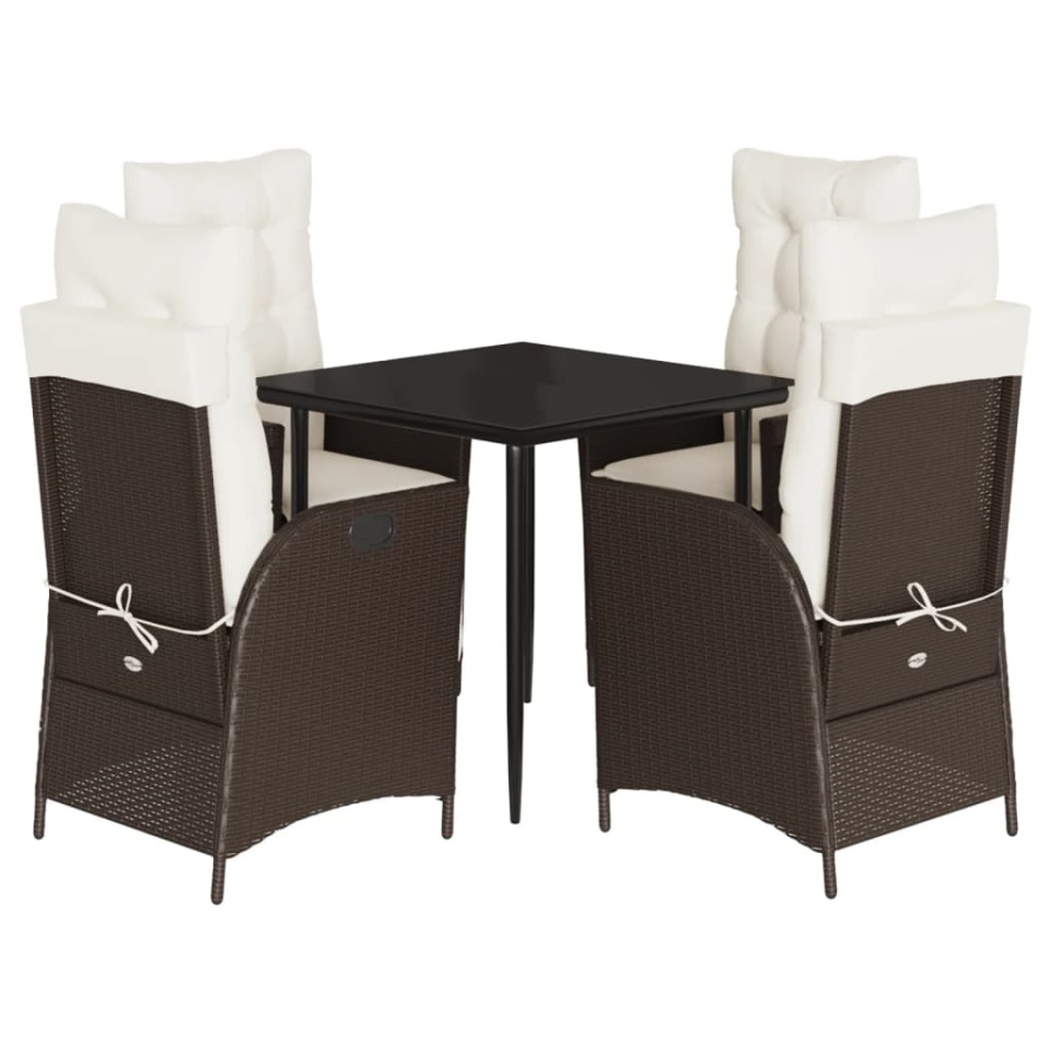 Set mobilier de grădină, 5 piese, cu perne, maro, poliratan - 1 | YEO