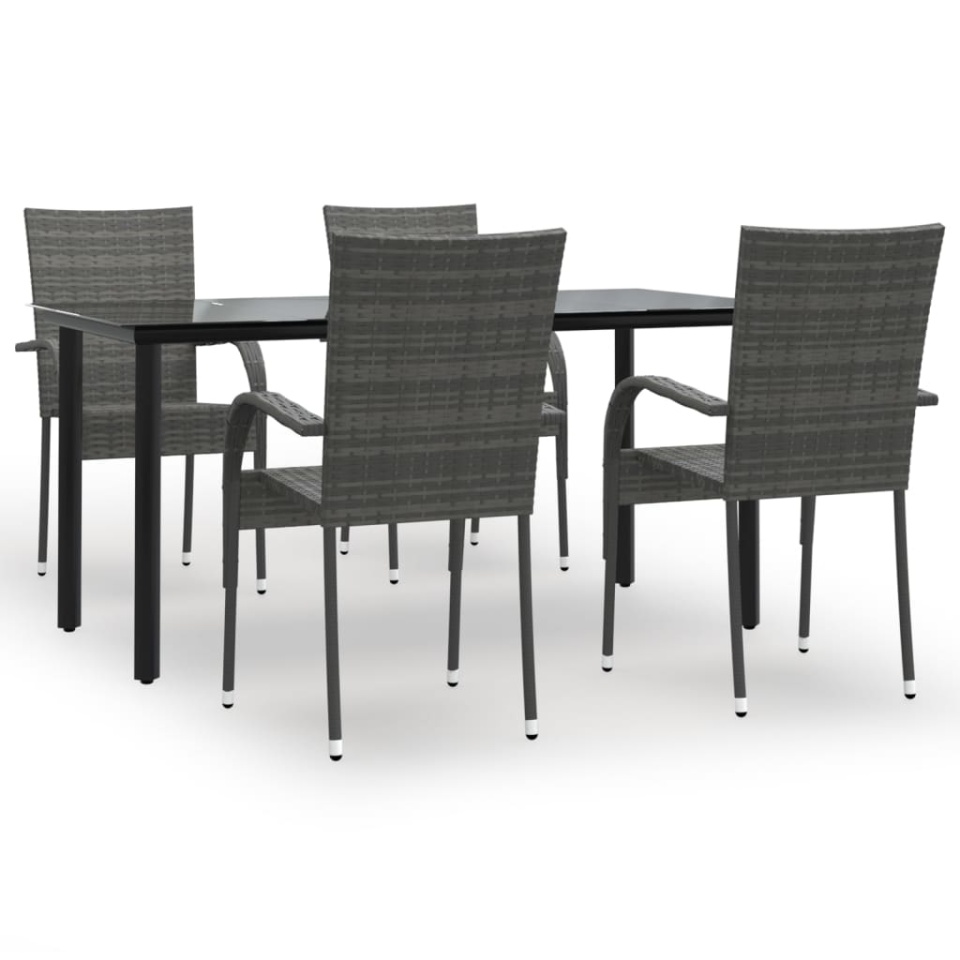 Set mobilier de grădină, 5 piese, gri, poliratan - 1 | YEO