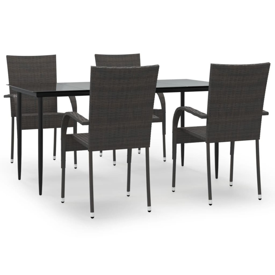 Set mobilier de grădină, 5 piese, maro, poliratan - 1 | YEO
