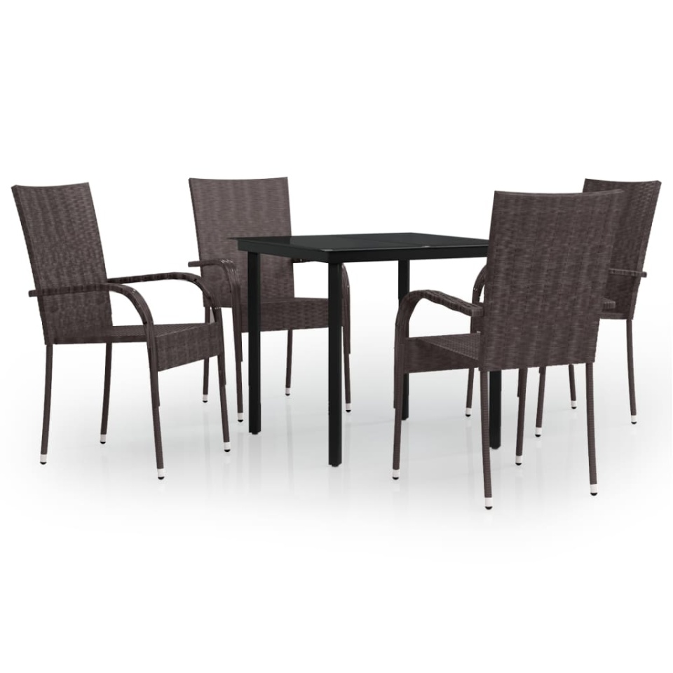 Set mobilier de grădină, 5 piese, maro și negru - 1 | YEO