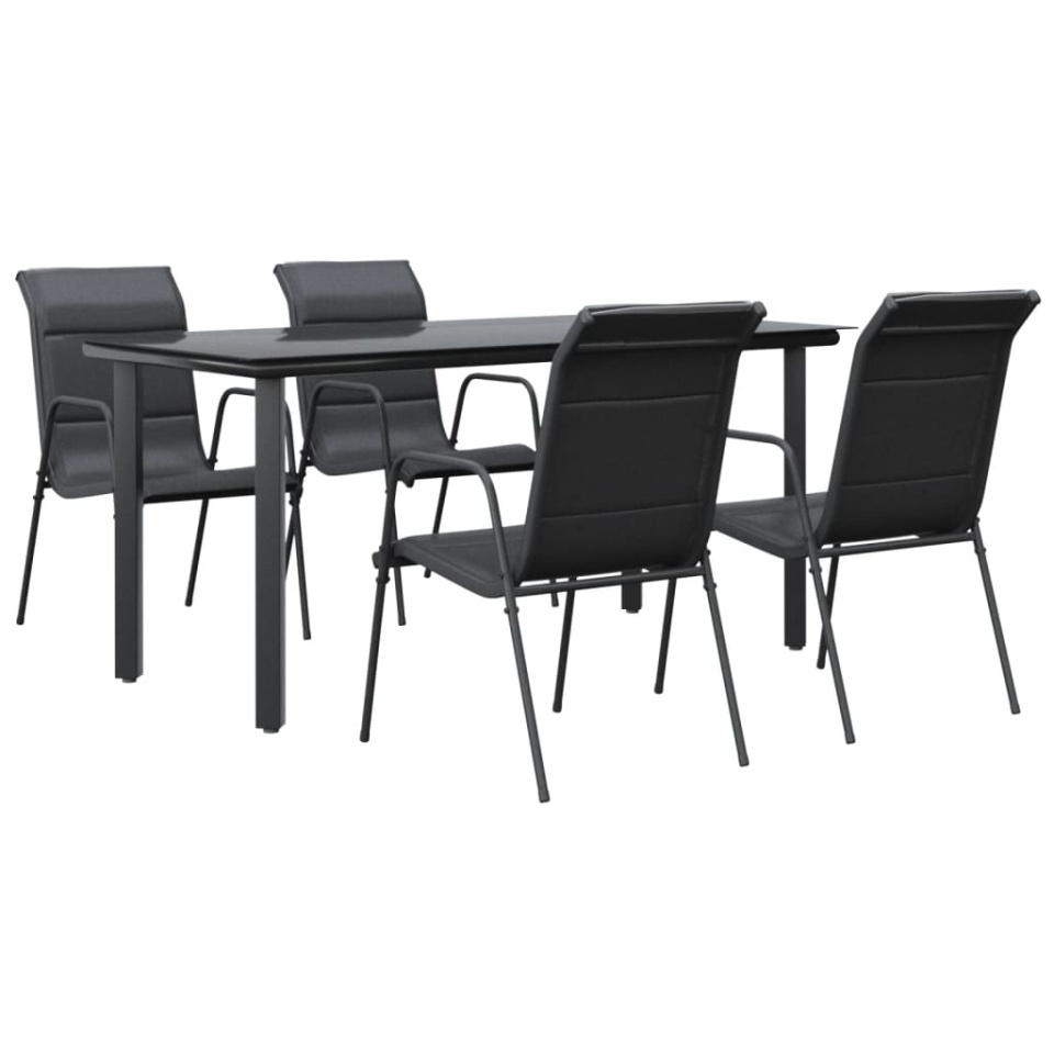 Set mobilier de grădină, 5 piese, negru, oțel și textilenă - 1 | YEO