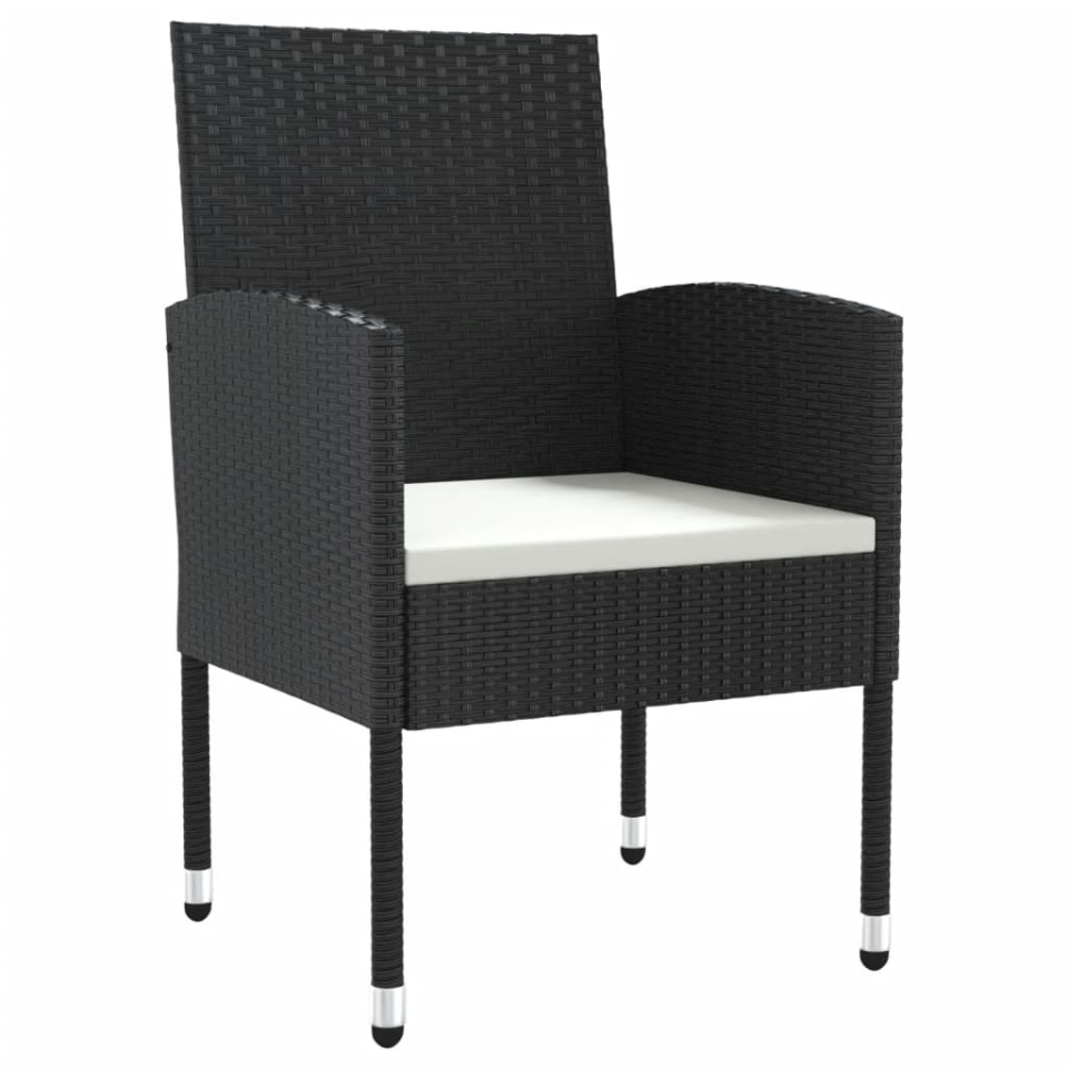Set mobilier de grădină, 5 piese, negru, poliratan și oțel - 3 | YEO