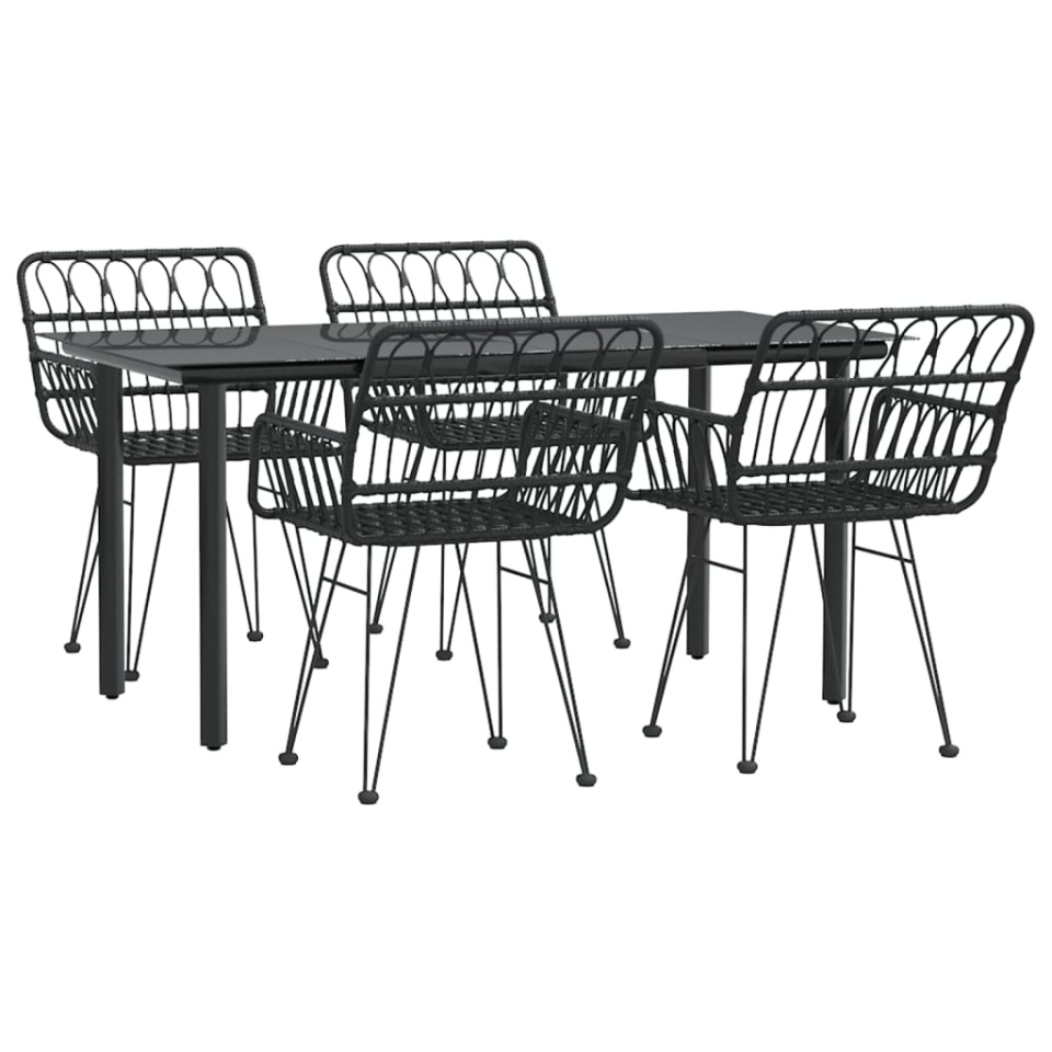 Set mobilier de grădină, 5 piese, negru, poliratan - 2 | YEO