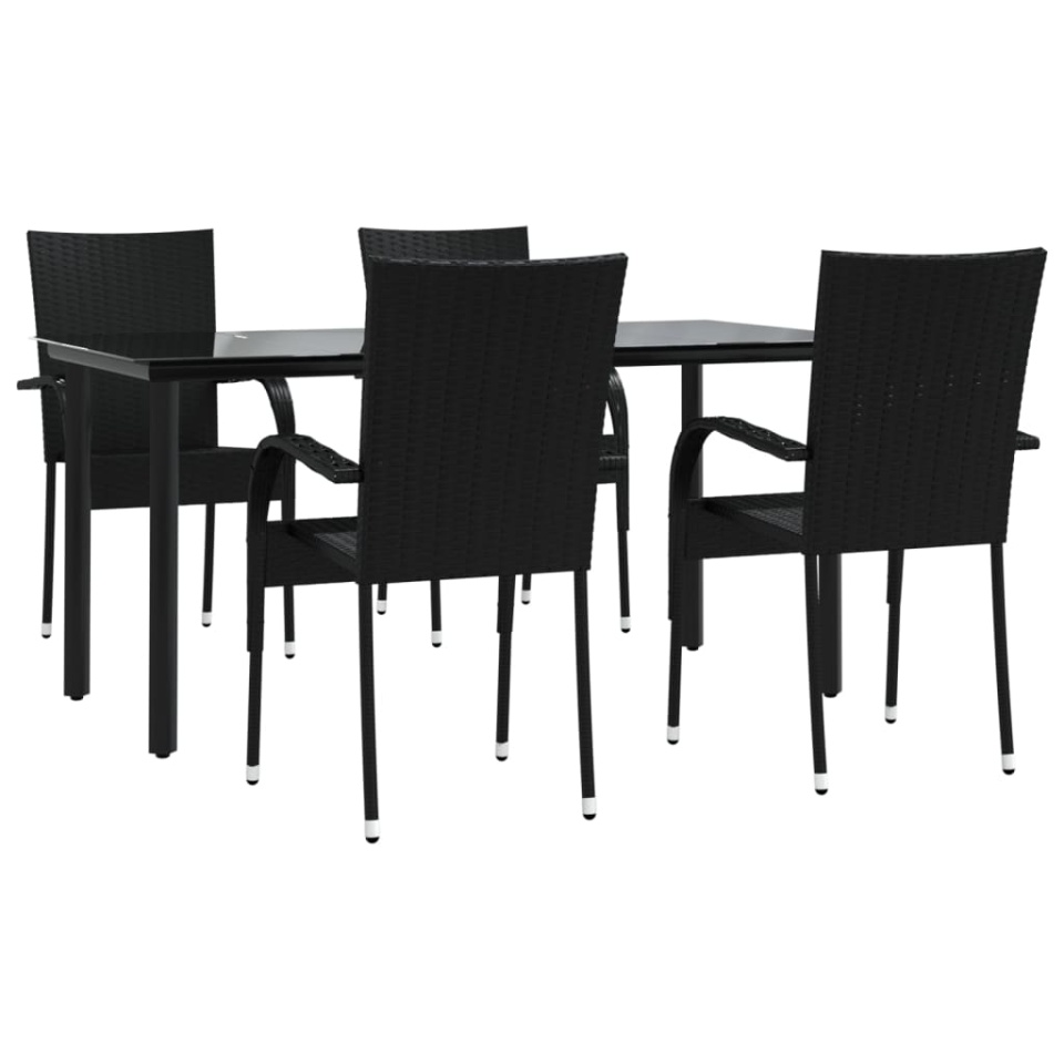 Set mobilier de grădină, 5 piese, negru, poliratan - 2 | YEO