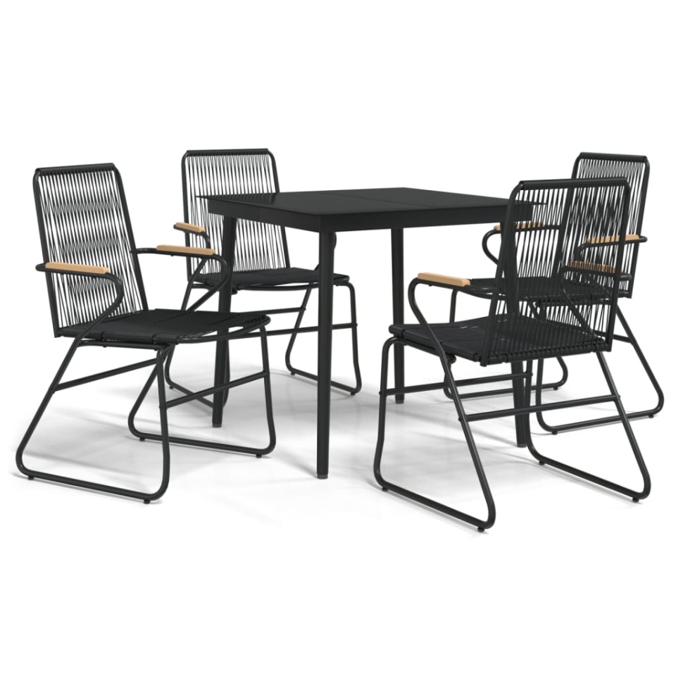 Set mobilier de grădină, 5 piese, negru, ratan PVC - 1 | YEO