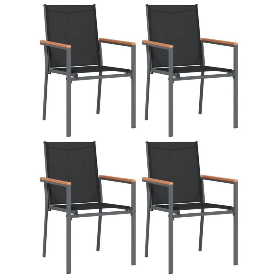 Set mobilier de grădină, 5 piese, negru, textilenă și oțel - 3 | YEO