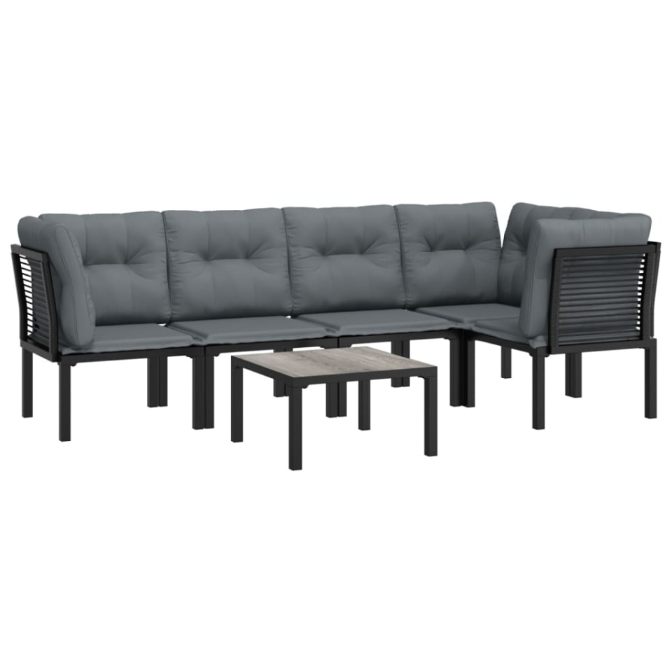 Set mobilier de grădină, 6 piese, negru și gri, poliratan - 2 | YEO