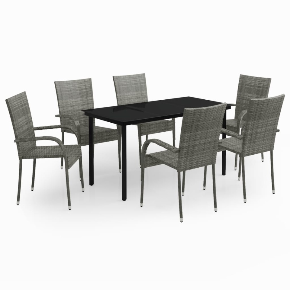 Set mobilier de grădină, 7 piese, gri și negru - 1 | YEO
