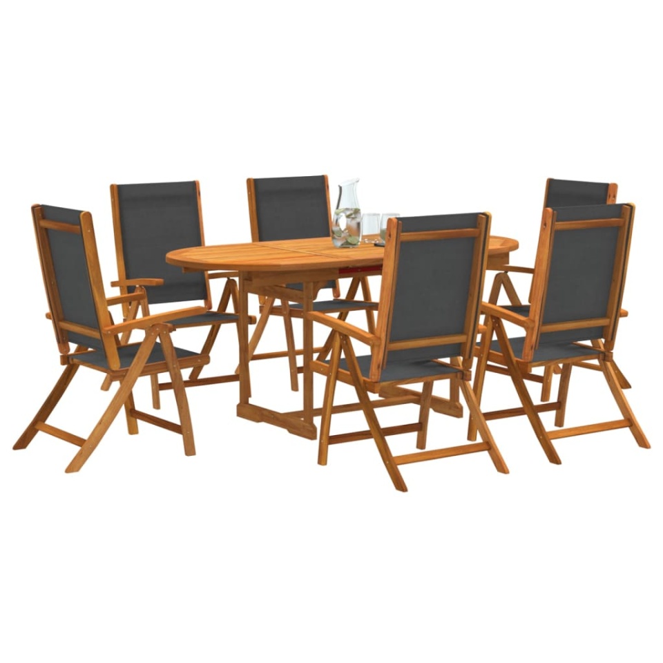 Set mobilier de grădină, 7 piese, lemn masiv acacia/textilenă