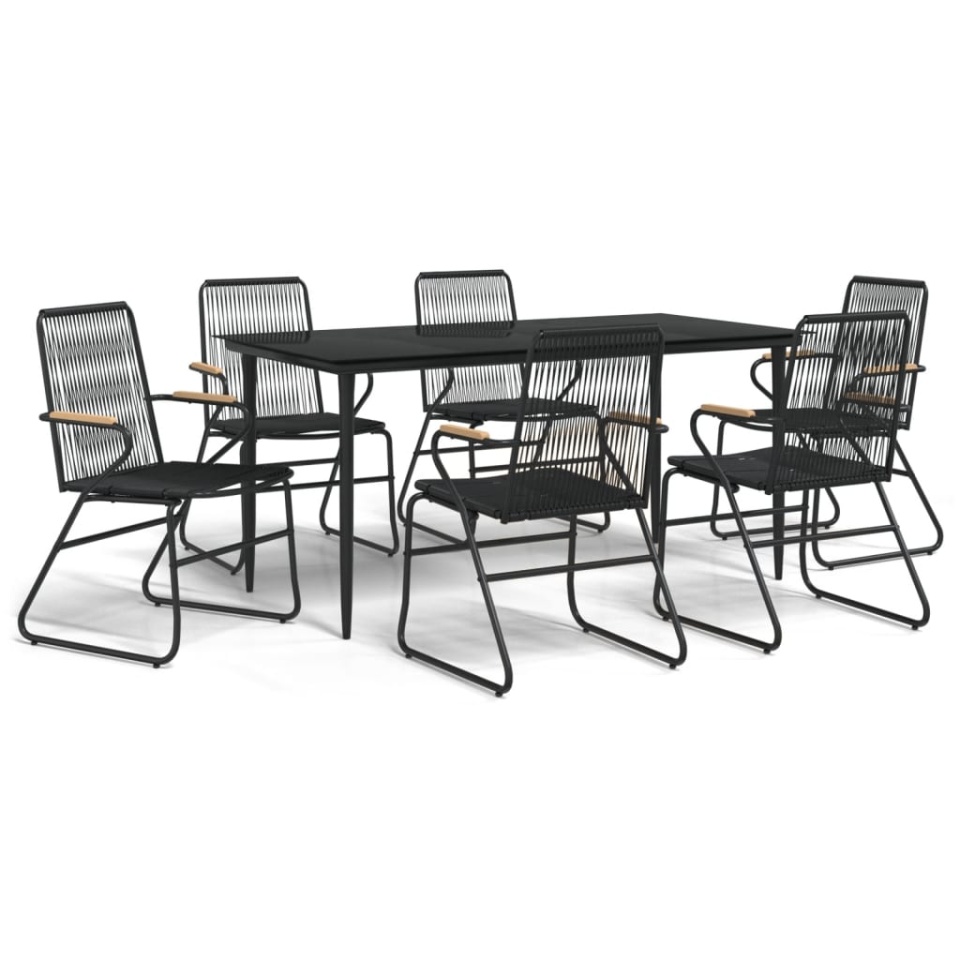 Set mobilier de grădină, 7 piese, negru, ratan PVC - 1 | YEO