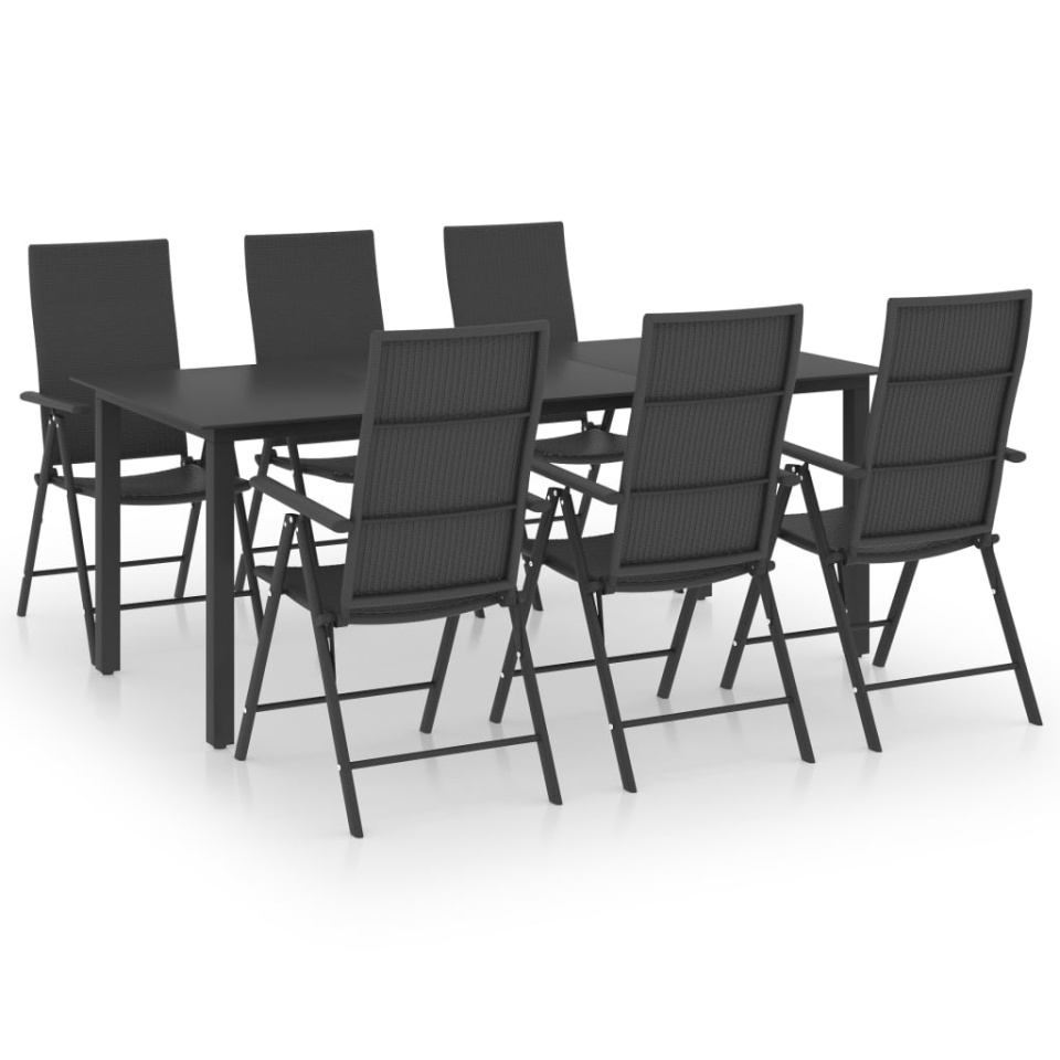 Set mobilier de grădină, 7 piese, negru - 1 | YEO