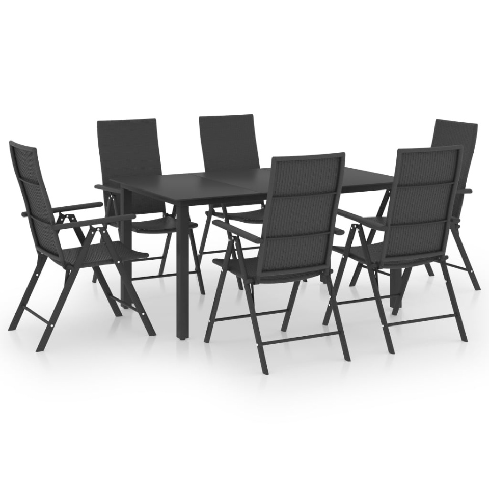Set mobilier de grădină, 7 piese, negru - 1 | YEO