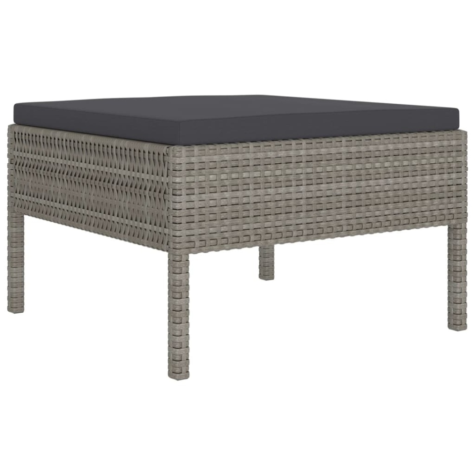 Set mobilier de grădină cu perne, 10 piese, gri, poliratan - 2 | YEO