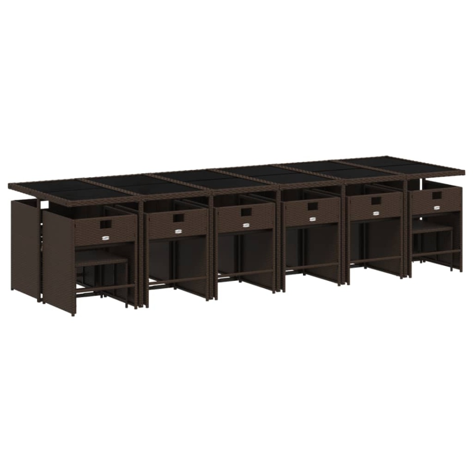 Set mobilier de grădină cu perne, 17 piese, maro, poliratan - 2 | YEO