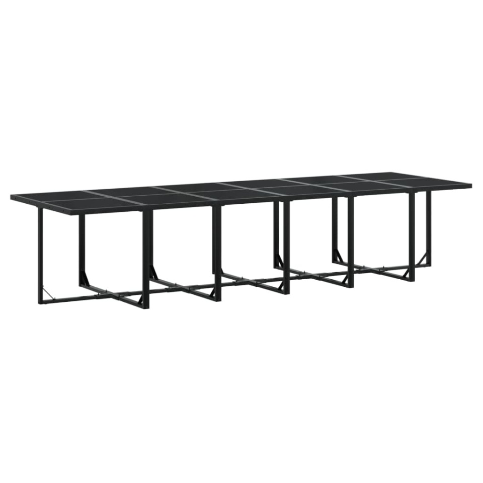Set mobilier de grădină cu perne, 17 piese, negru, poliratan - 2 | YEO