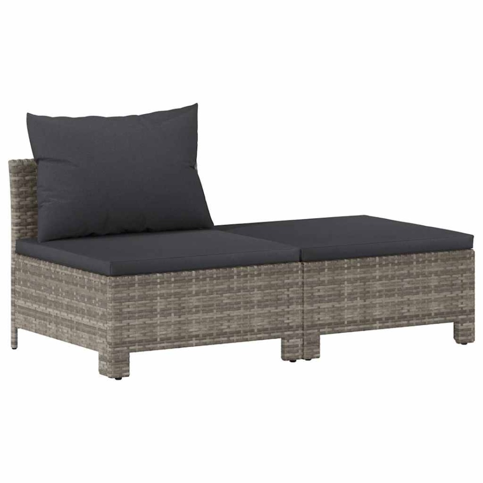 Set mobilier de grădină cu perne, 2 piese, gri, poliratan - 1 | YEO