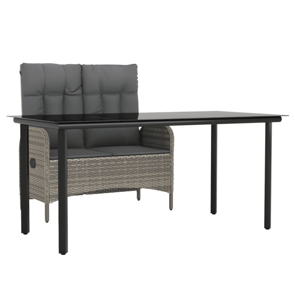 Set mobilier de grădină cu perne, 2 piese, gri, poliratan - 1 | YEO