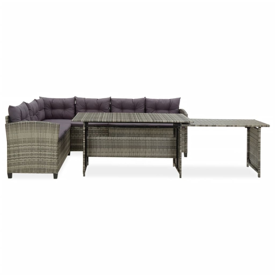 Set mobilier de grădină cu perne, 2 piese, gri, poliratan - 2 | YEO