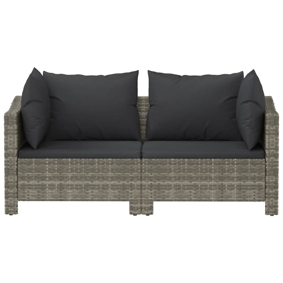 Set mobilier de grădină cu perne, 2 piese, gri, poliratan - 3 | YEO