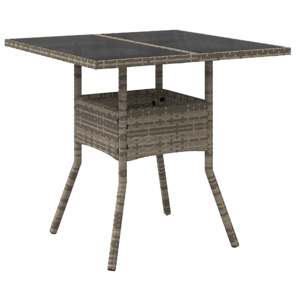 Set mobilier de grădină cu perne 3 piese gri poliratan & sticlă - 3 | YEO