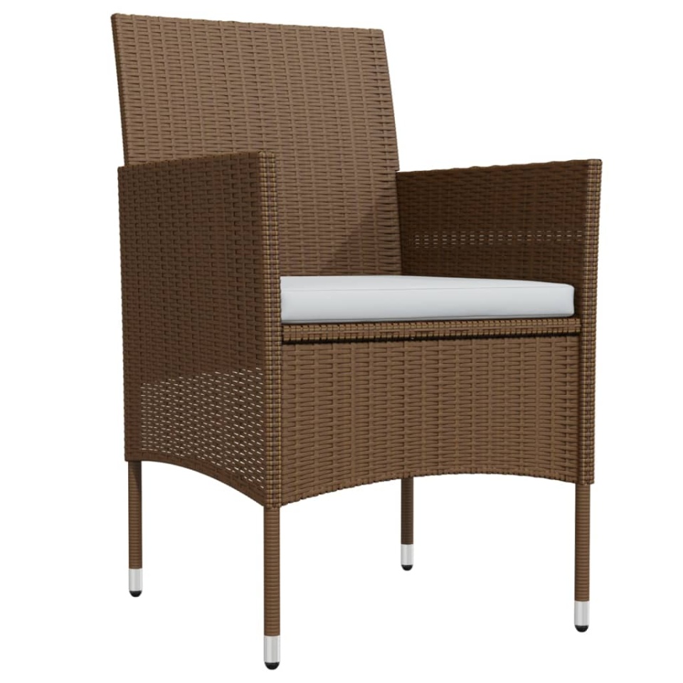 Set mobilier de grădină, cu perne, 3 piese, maro și negru - 2 | YEO