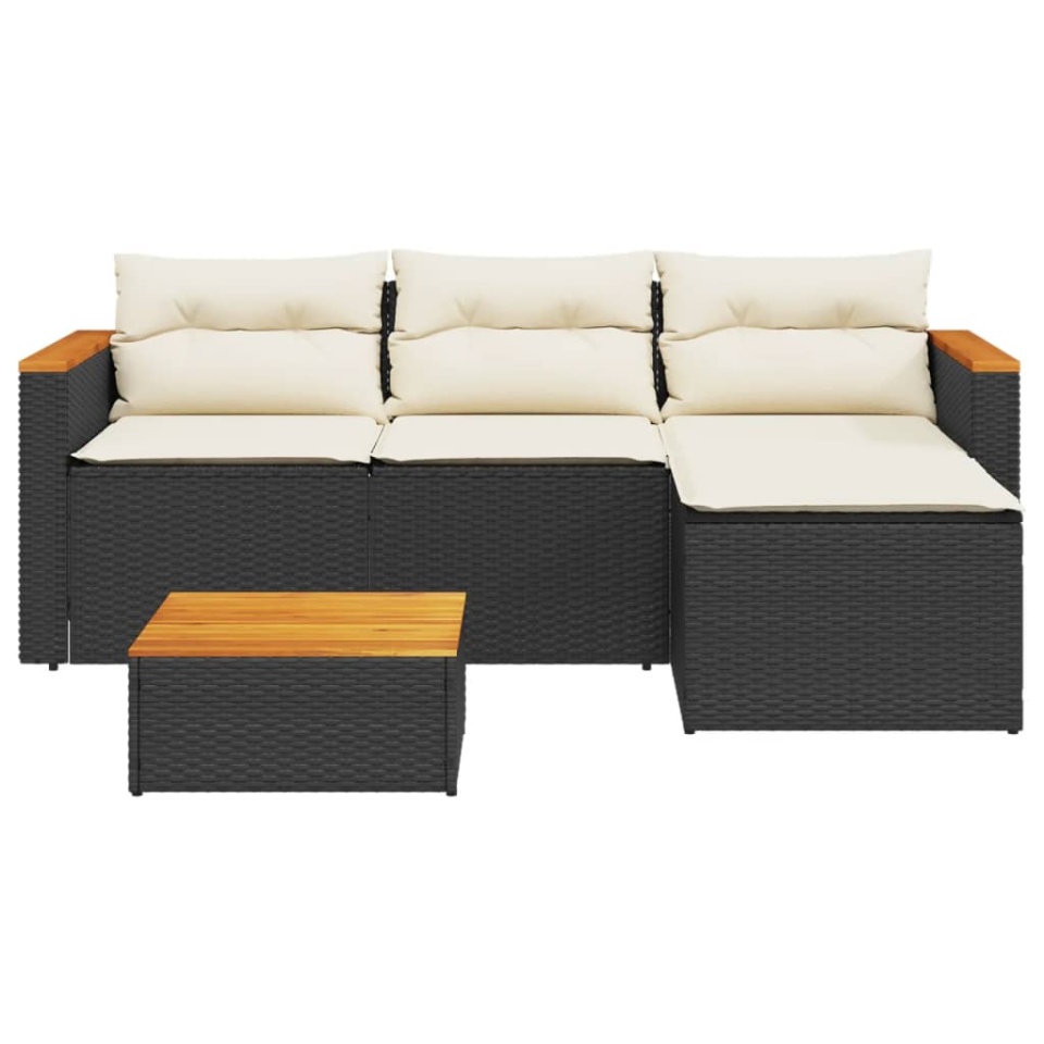 Set mobilier de grădină cu perne, 3 piese, negru, poliratan - 3 | YEO