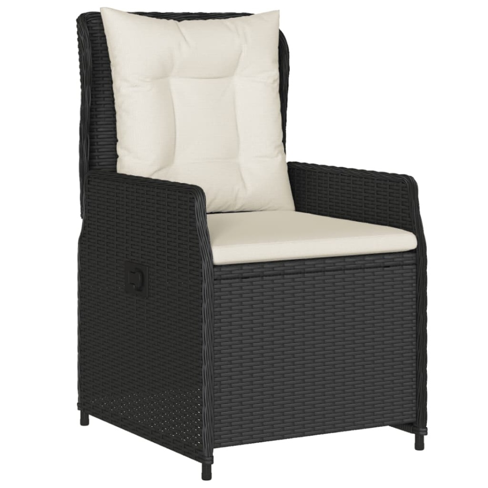 Set mobilier de grădină cu perne, 3 piese, negru, poliratan - 2 | YEO