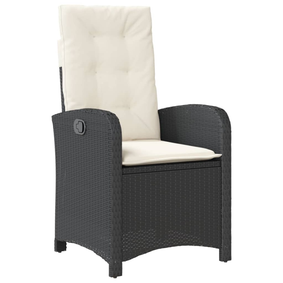 Set mobilier de grădină cu perne, 3 piese, negru, poliratan - 3 | YEO