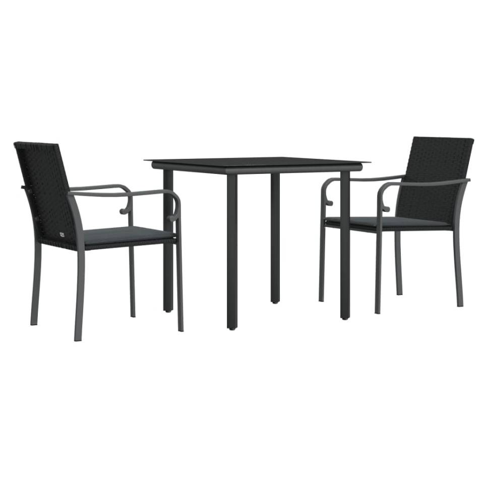 Set mobilier de grădină cu perne, 3 piese, poliratan și oțel - 2 | YEO