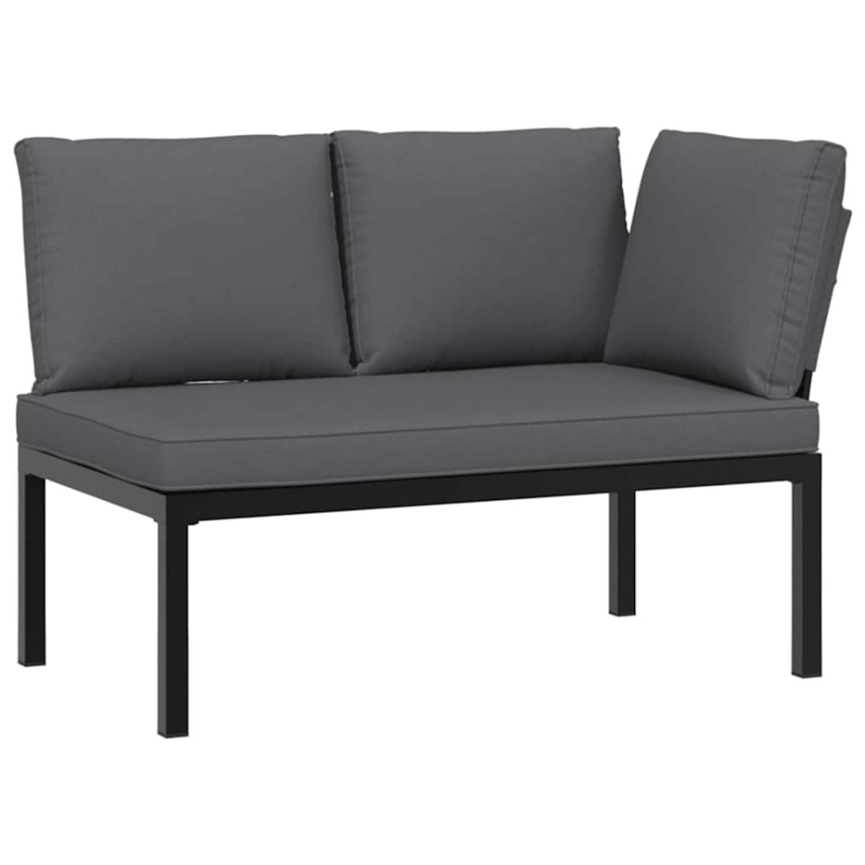 Set mobilier de grădină cu perne, 4 piese, negru, aluminiu - 2 | YEO