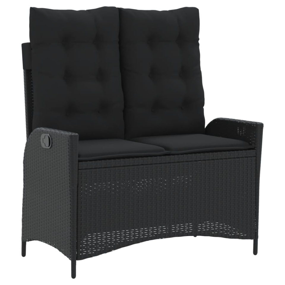 Set mobilier de grădină cu perne, 4 piese, negru, poliratan - 3 | YEO