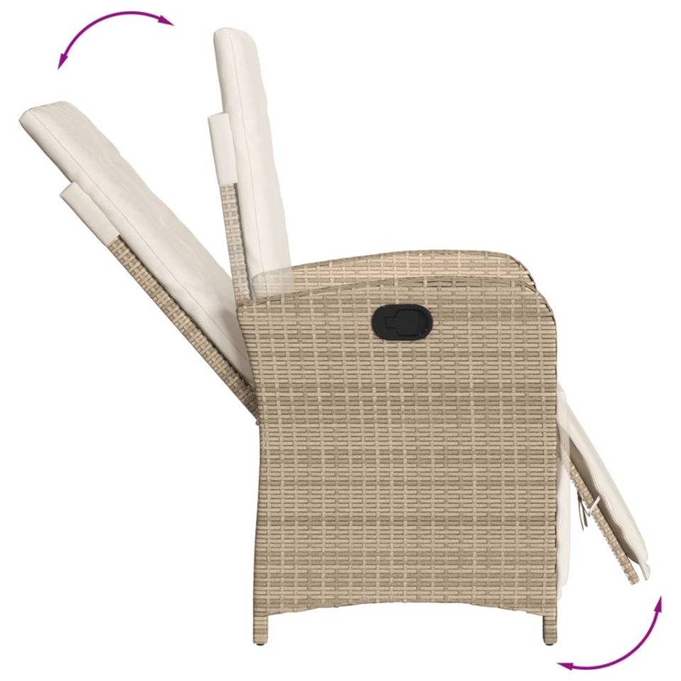Set mobilier de grădină cu perne, 5 piese, bej, poliratan - 3 | YEO