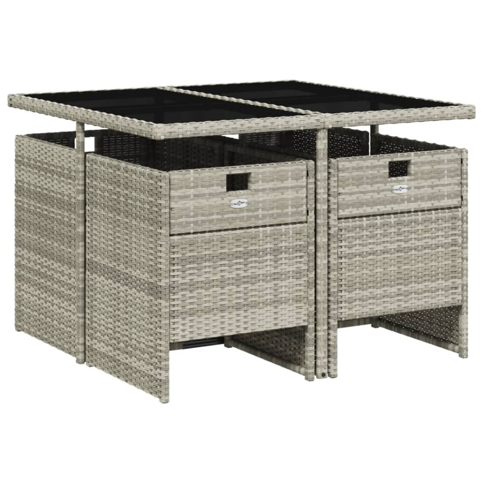Set mobilier de grădină cu perne, 5 piese gri deschis poliratan - 2 | YEO