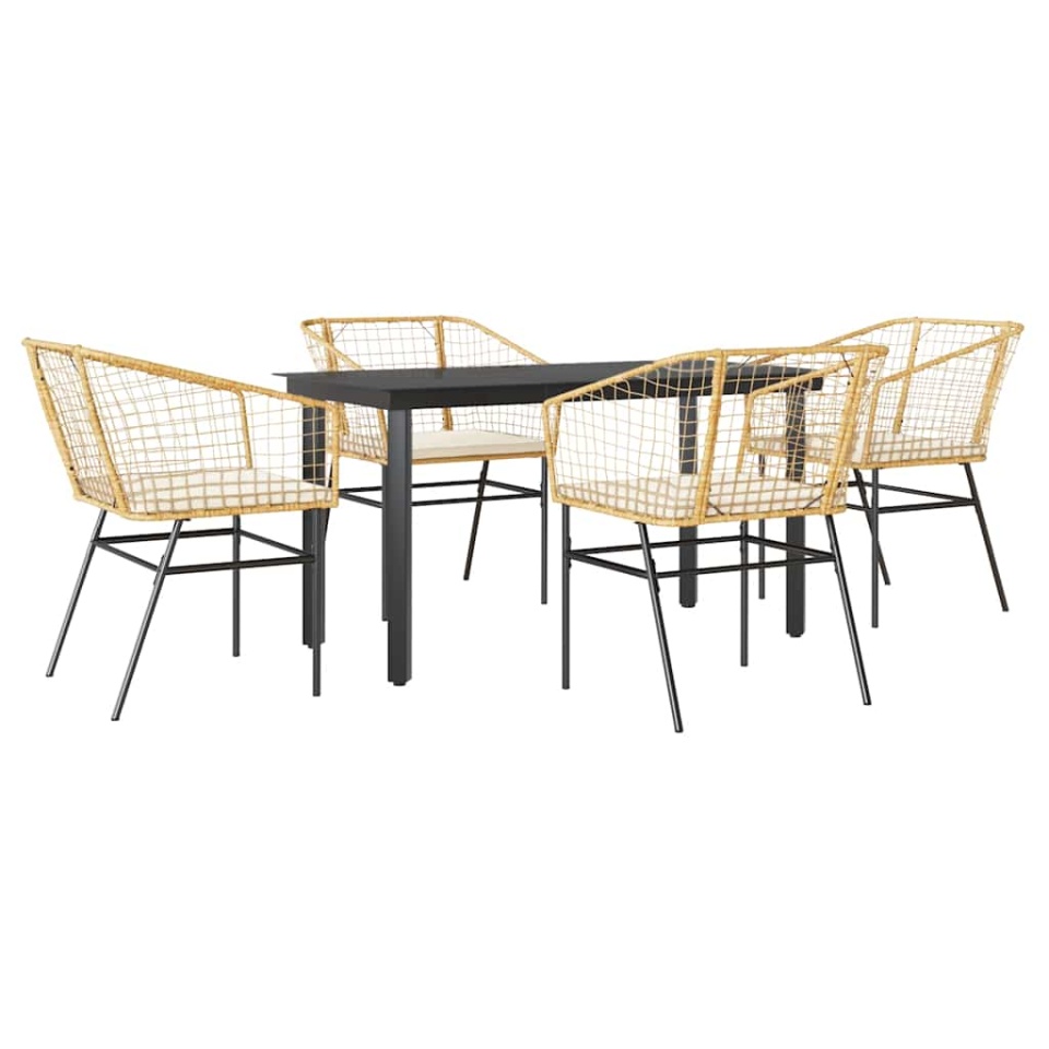 Set mobilier de grădină cu perne 5 piese maro sticlă polirattan - 1 | YEO