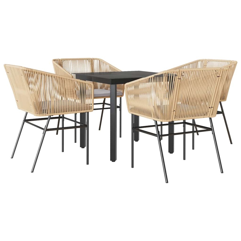 Set mobilier de grădină cu perne 5 piese maro sticlă polirattan - 1 | YEO