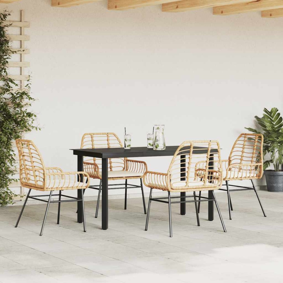 Set mobilier de grădină cu perne 5 piese maro sticlă polirattan - 2 | YEO