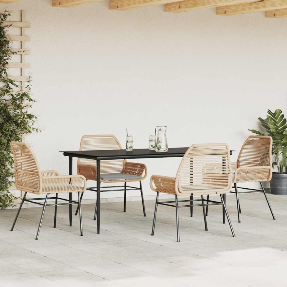 Set mobilier de grădină cu perne 5 piese maro sticlă polirattan - 2 | YEO